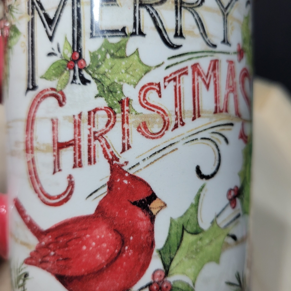 Certified International Susan Winget Evergreen Christmas Coffee Mug Cardinal NEW